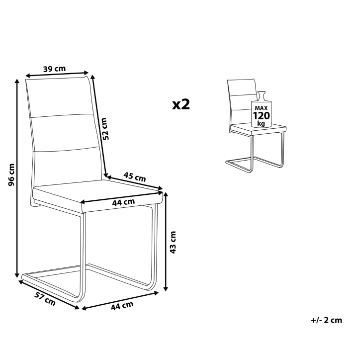 Set de 2 scaune dining ROCKFORD Catifea Gri [3]