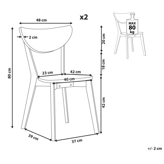 Set de 2 scaune dining ROXBY Alb [3]
