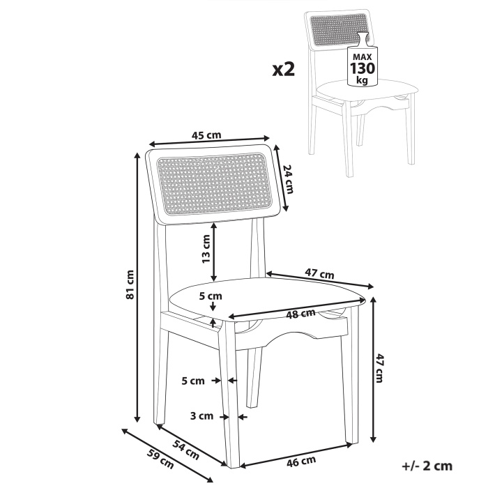 Set of 2 dining chairs RUBONIA Wood Dark Brown [3]