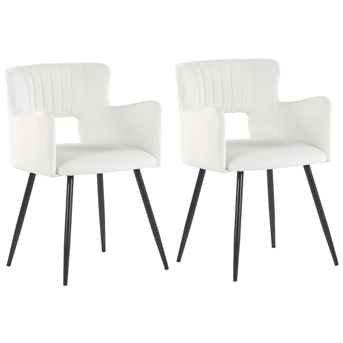 Set of 2 dining chairs SANILAC Velvet White [2]
