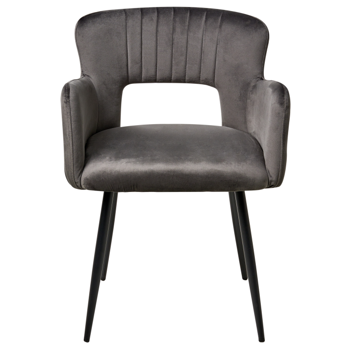 Set of 2 dining chairs SANILAC Velvet Dark Grey [4]