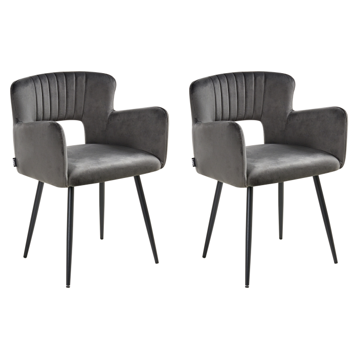 Set of 2 dining chairs SANILAC Velvet Dark Grey [2]