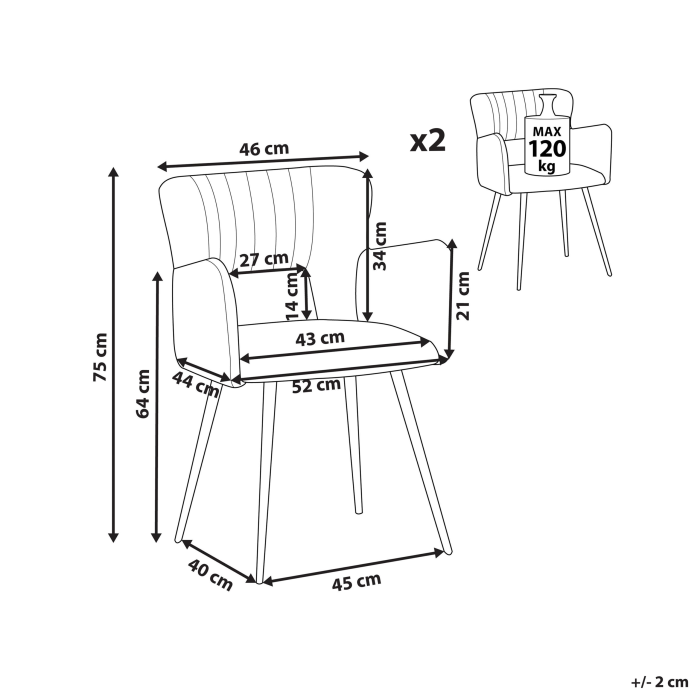 Set de 2 scaune dining SANILAC Catifea Negru [3]