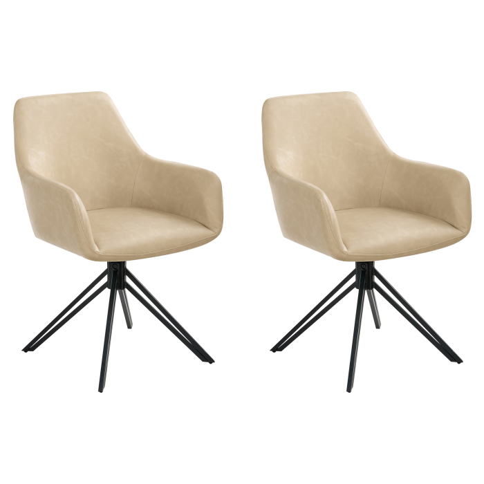 Set de 2 scaune dining SANSARC Piele ecologică Bej [2]