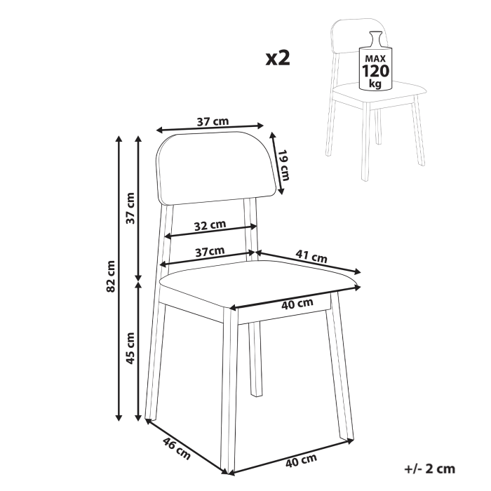 Set de 2 scaune dining SCANDIA Lemn Taupe [3]