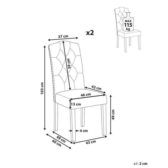 Set of 2 dining chairs SHIRLEY Grey [3]