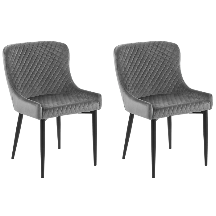 Set of 2 SOLANO Dining Stools Velvet Grey [2]