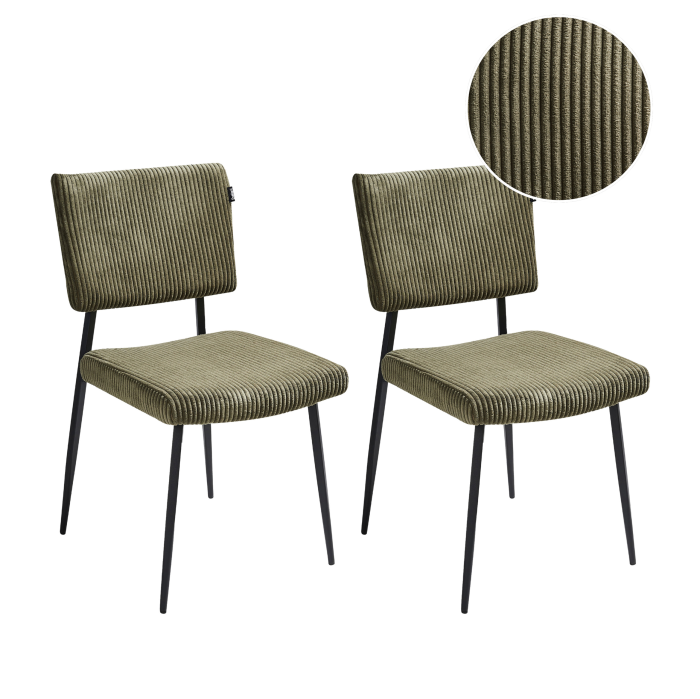 Set of 2 dining chairs STURGIS Velvet Olive Green [2]