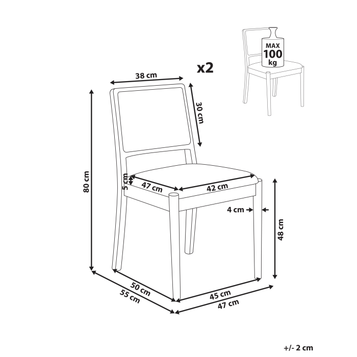 Set of 2 dining chairs TAMARAC Wood Black [3]
