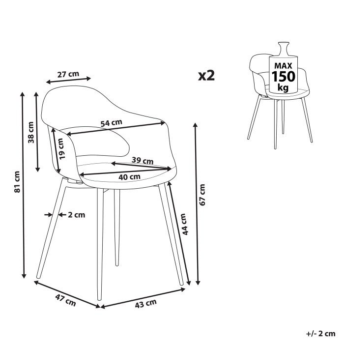 Set de 2 scaune dining UTICA Roz [3]