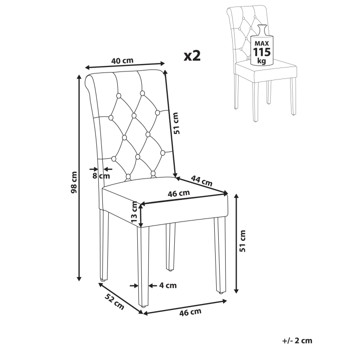 Set de 2 scaune dining VELVA Catifea Gri [3]