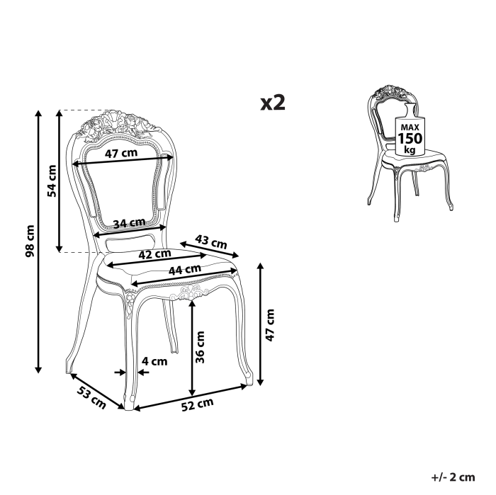 Set de 2 scaune dining VERMONT Negru [3]