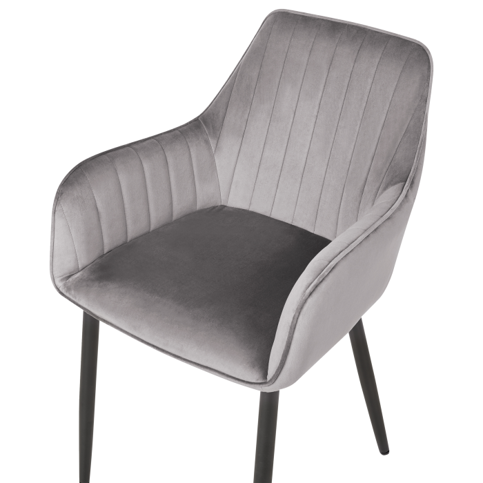 Set of 2 Dining Chairs WELLSTON Velvet Dark Grey [7]