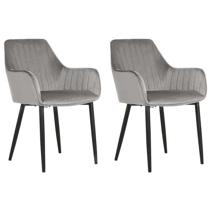 Set of 2 Dining Chairs WELLSTON Velvet Dark Grey [2]