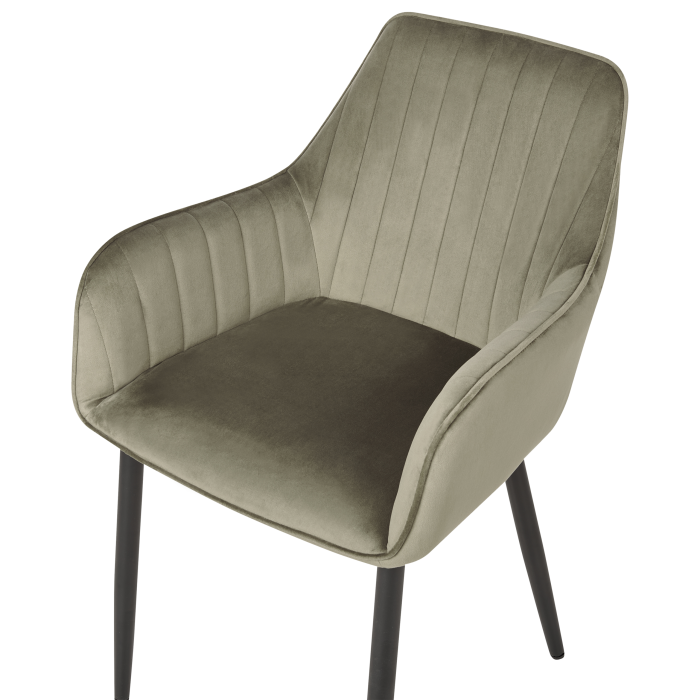 Set of 2 dining chairs WELLSTON Velvet Olive Green [7]
