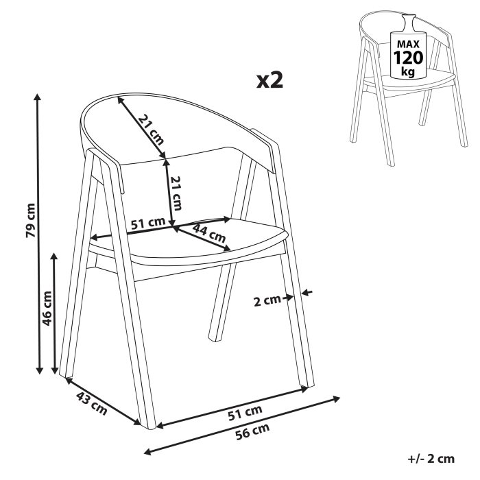 Set de 2 scaune dining YUBA Lemn Verde închis [3]