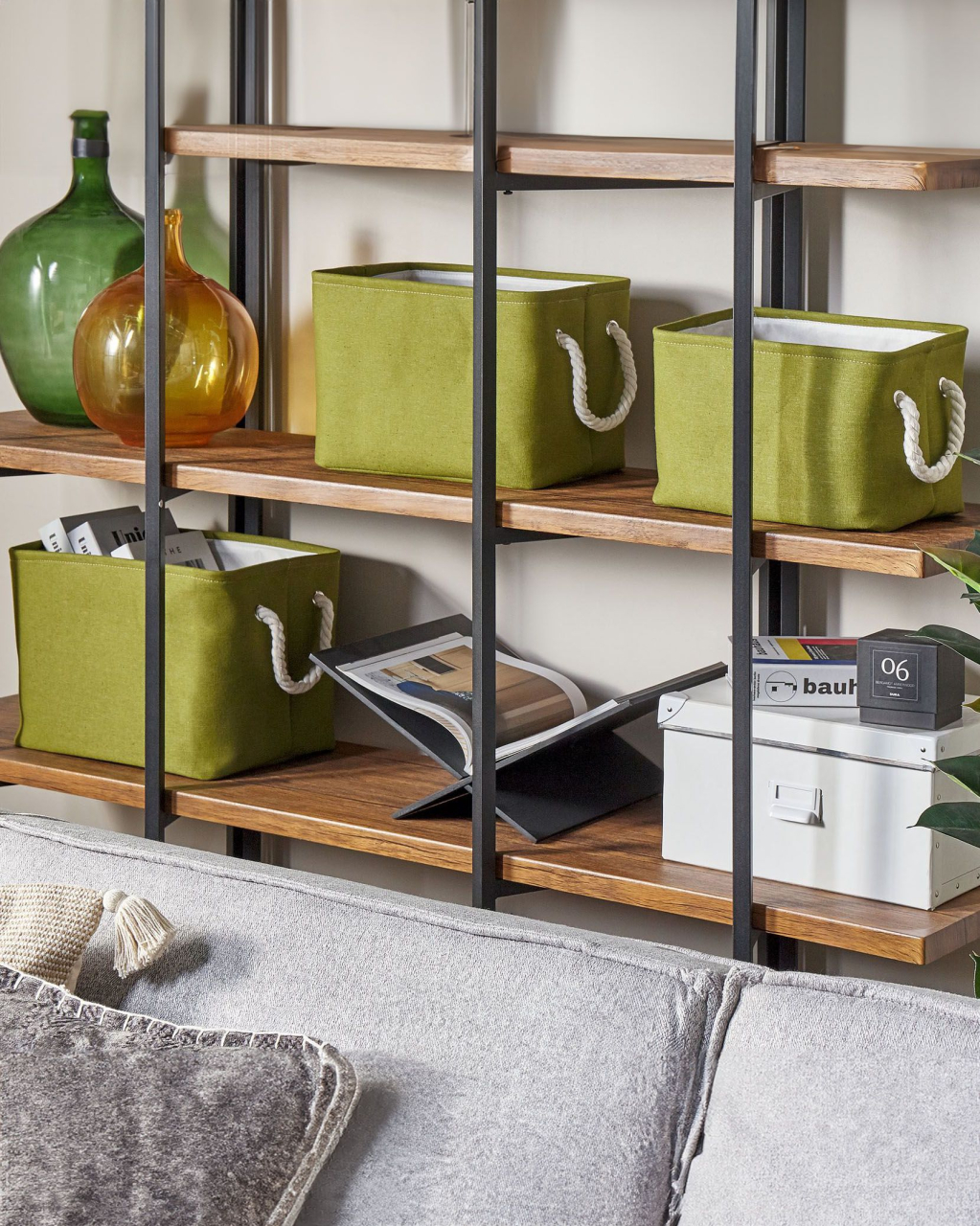 Set of 3 DARQAB baskets Cotton Olive green [1]