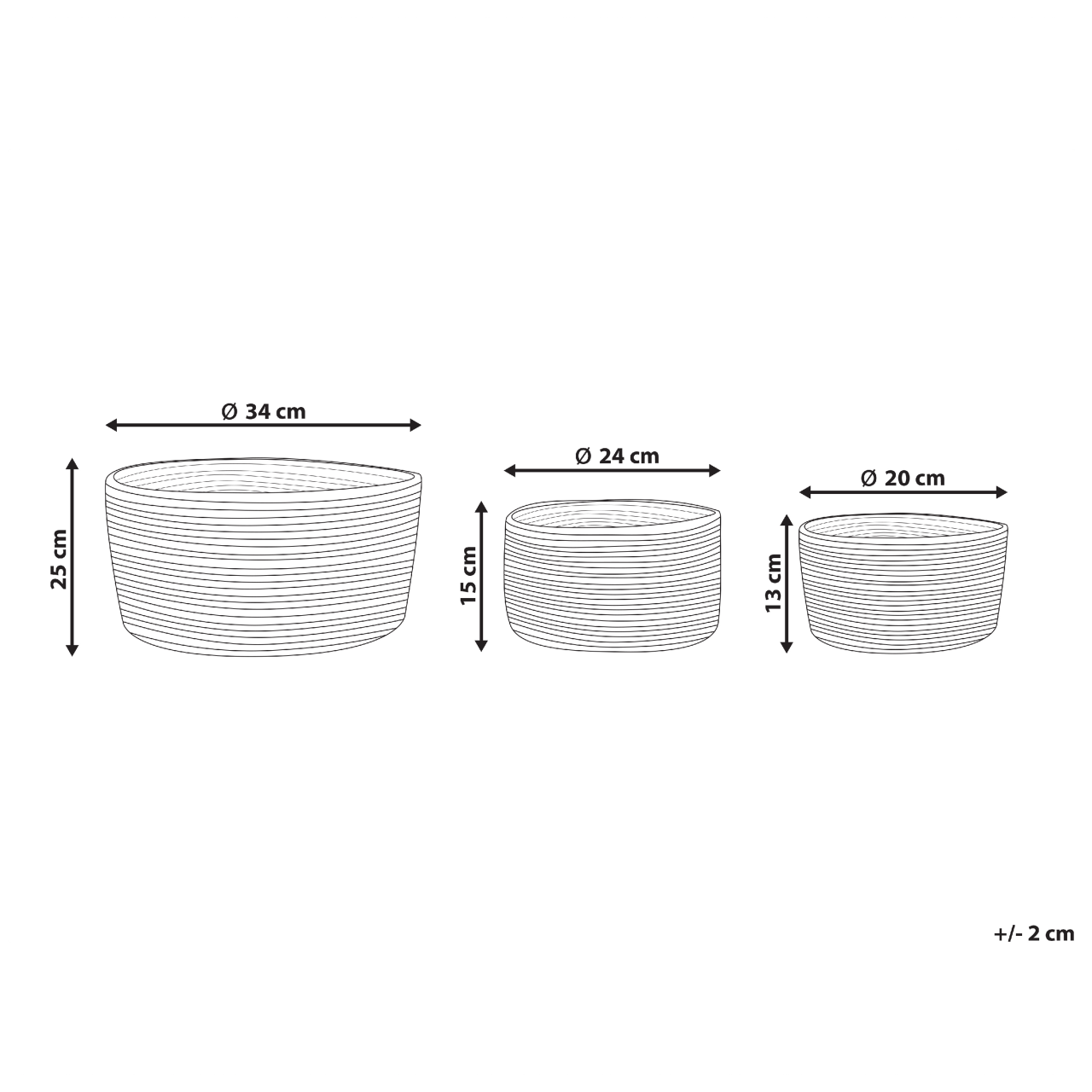 Set de 3 coșuri JABAR Iută Natural [3]