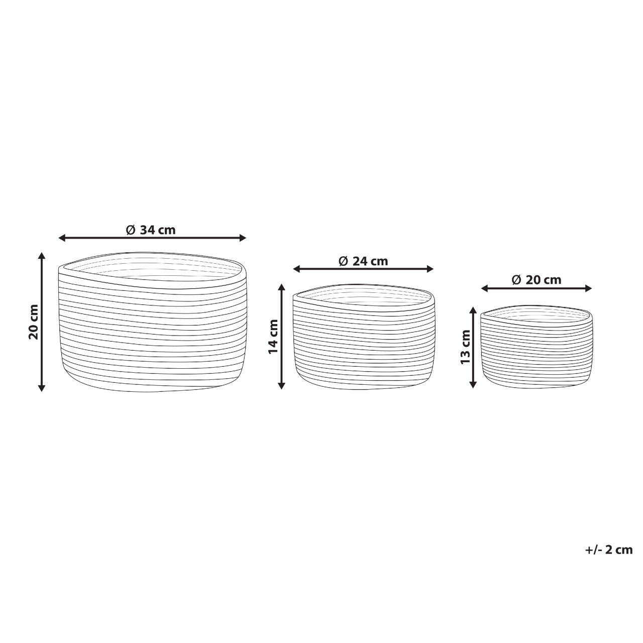 Set de 3 coșuri KAHU Iută Natural [3]