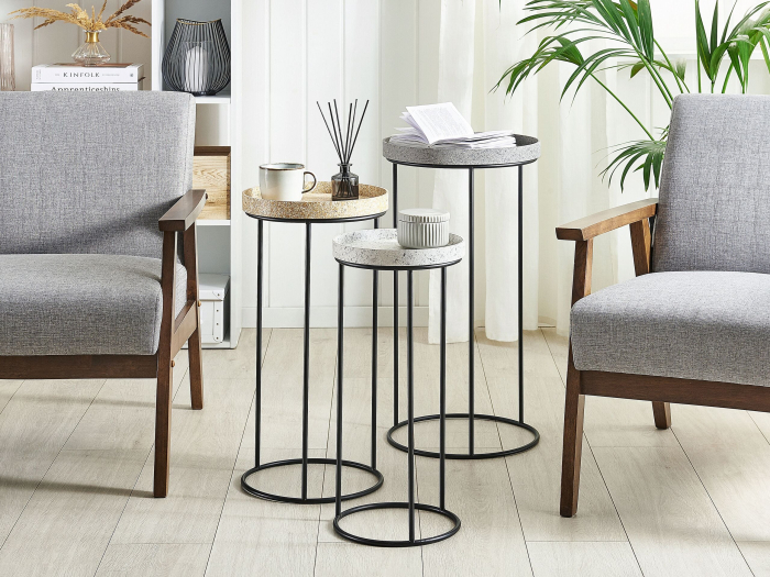 Set of 3 side tables TEXON Black [1]