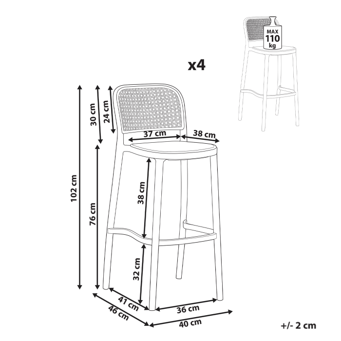 Set of 4 bar stools PLOSE Synthetic Material Beige [3]