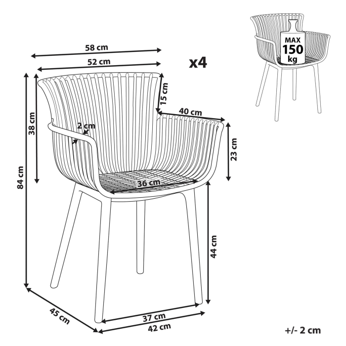 Set de 4 scaune de grădină PESARO Albastru deschis [3]
