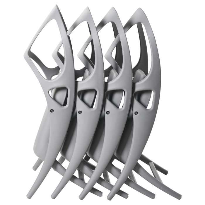 Set of 4 NEMI Folding Garden Stools Grey [9]