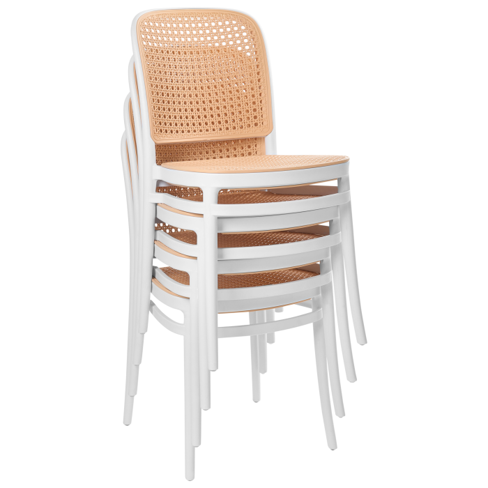 Set of 4 garden chairs PLOSE White/Beige [7]