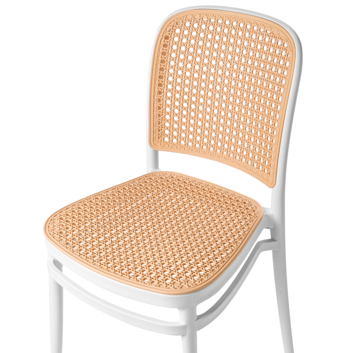 Set of 4 garden chairs PLOSE White/Beige [8]