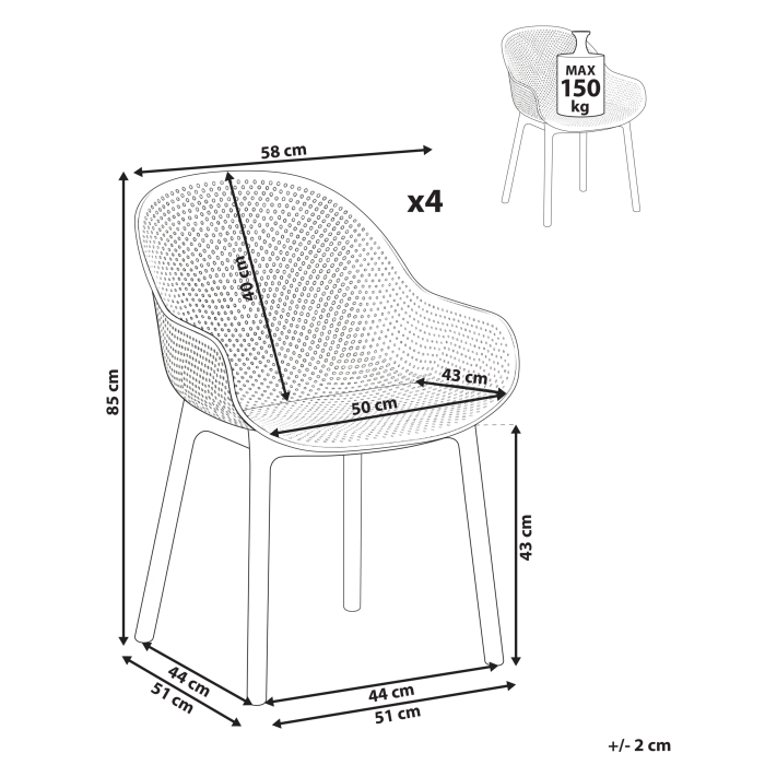 Set of 4 garden chairs TIGGIANO Coral [3]