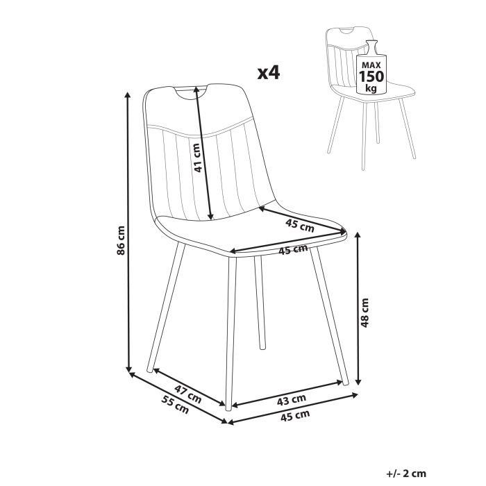 Set de 4 scaune dining ARGYLE Catifea Alb-murdar [3]