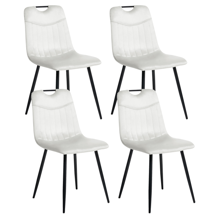 Set de 4 scaune dining ARGYLE Catifea Alb-murdar [2]