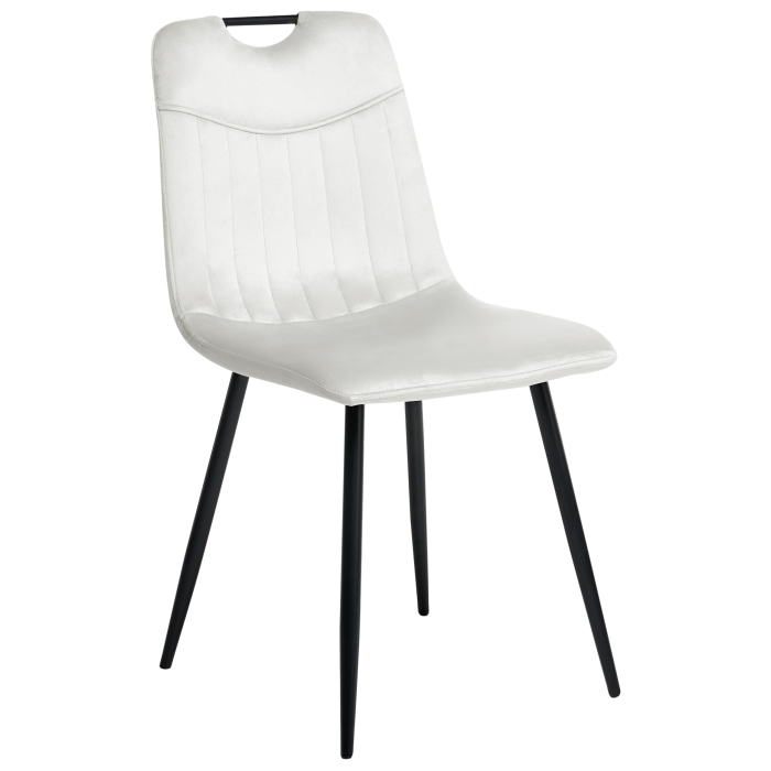 Set de 4 scaune dining ARGYLE Catifea Alb-murdar [4]