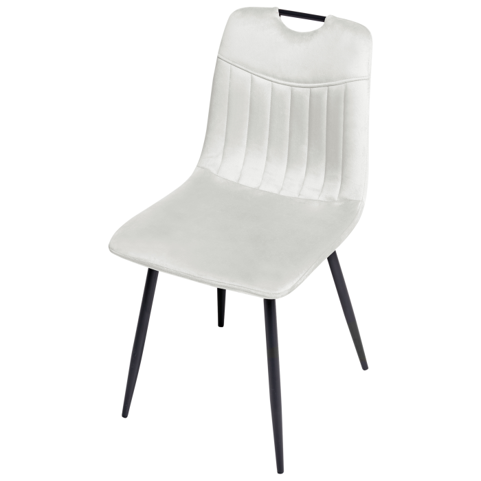 Set de 4 scaune dining ARGYLE Catifea Alb-murdar [6]