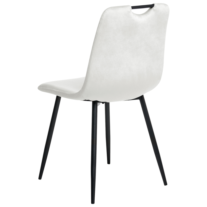 Set de 4 scaune dining ARGYLE Catifea Alb-murdar [7]