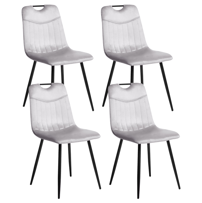 Set de 4 scaune dining ARGYLE Catifea Gri deschis [2]