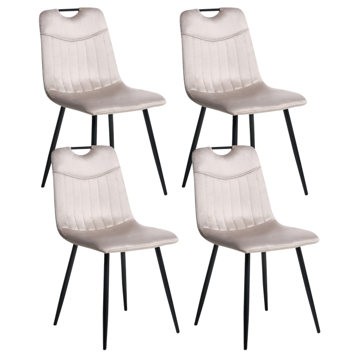 Set de 4 scaune dining ARGYLE Catifea Taupe [2]