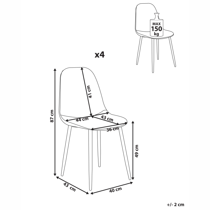 Set of 4 dining chairs CRANDALL Light beige [3]