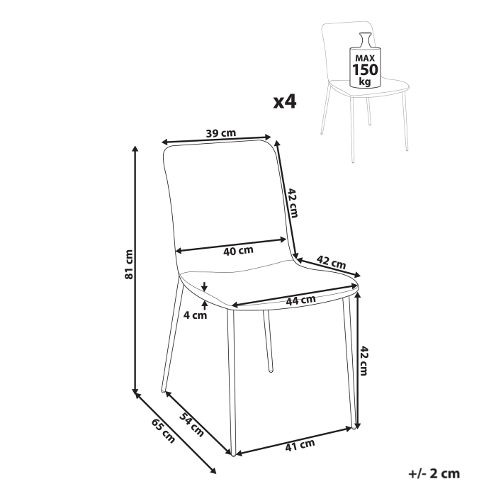 Set de 4 scaune dining GLENDIVE Albastru închis [3]
