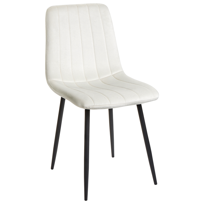 Set of 4 Dining Chairs KALISPELL Velvet Off-White [4]