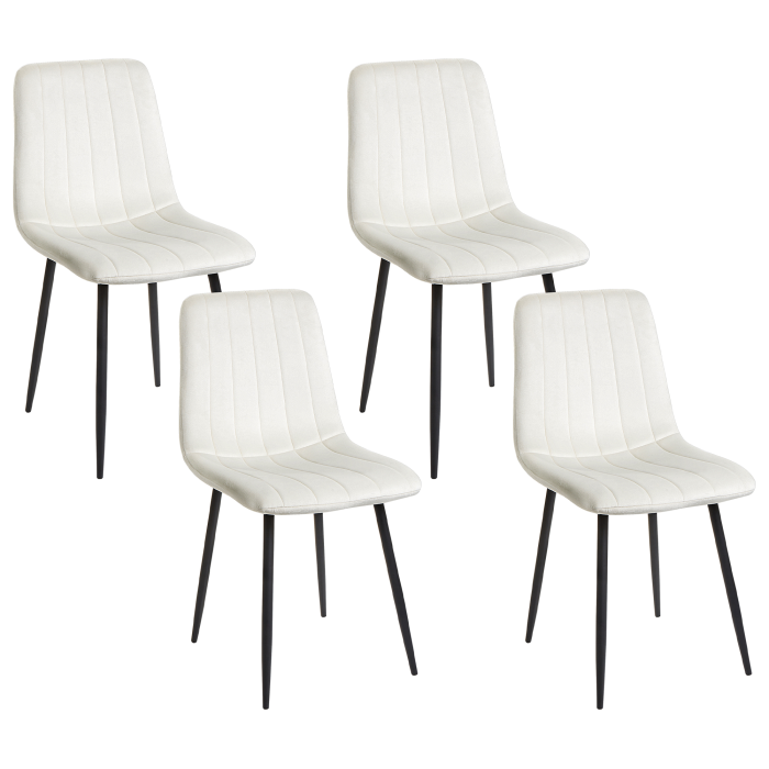 Set of 4 Dining Chairs KALISPELL Velvet Off-White [2]