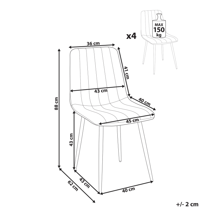 Set de 4 scaune dining KALISPELL Catifea Bej [3]