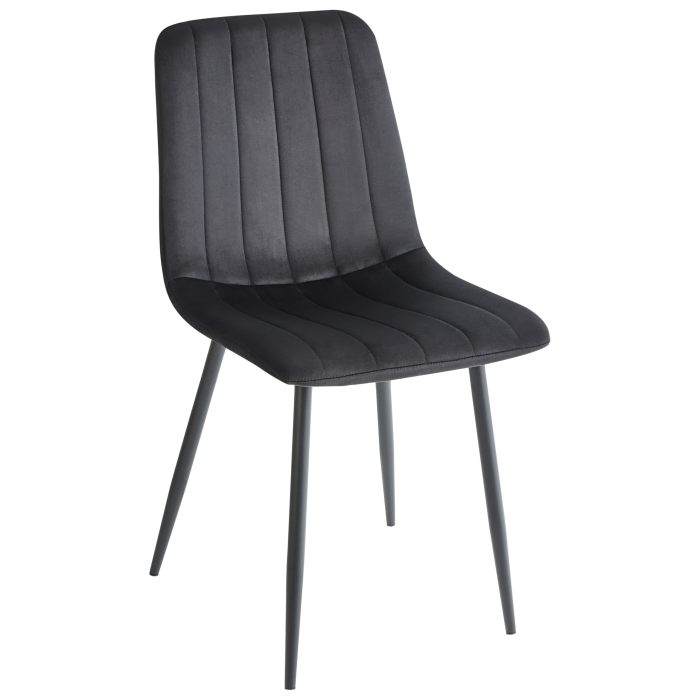 Set of 4 dining chairs KALISPELL Velvet Black [4]