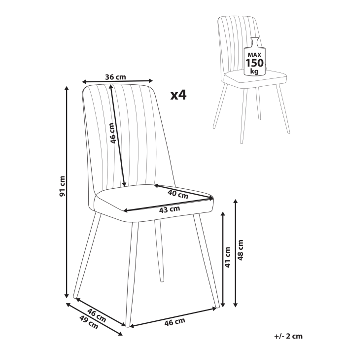 Set de 4 scaune dining KIRBY Catifea Alb-murdar [3]