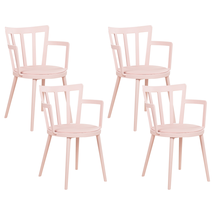 Set of 4 MORILL Dining Chairs Pastel Pink [2]