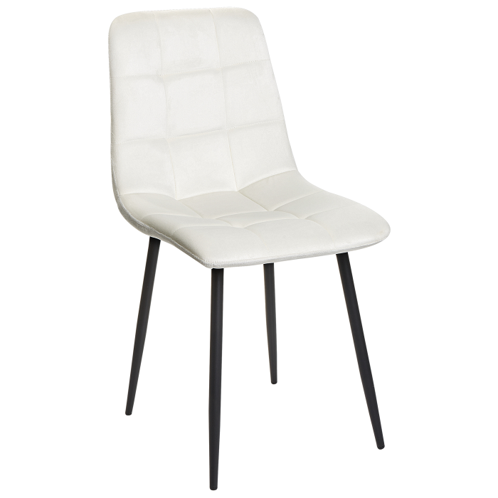 Set of 4 POWELL Dining Chairs Velvet Off-White [4]