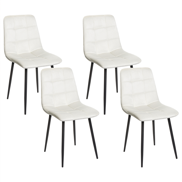 Set of 4 POWELL Dining Chairs Velvet Off-White [2]