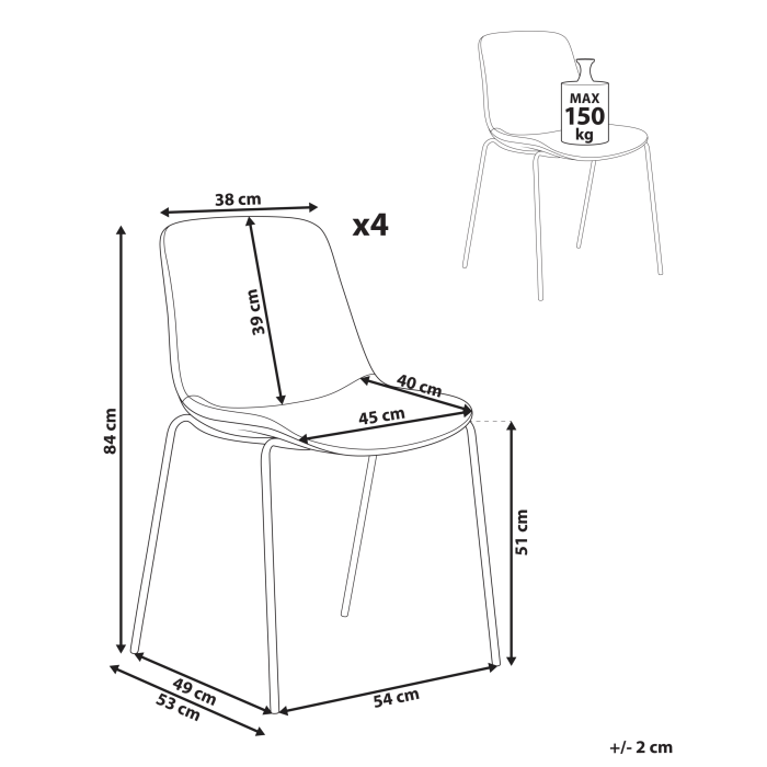 Set de 4 scaune dining TILLER Gri [3]