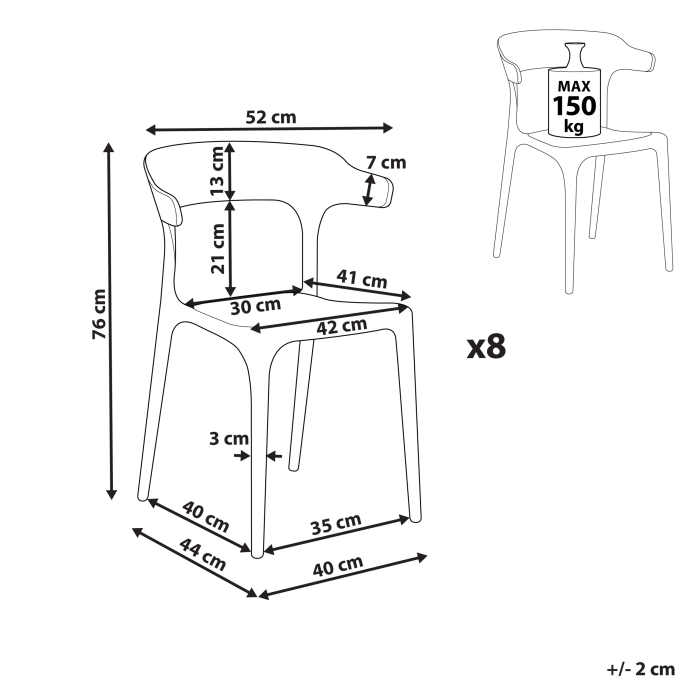 Set of 8 dining chairs GUBBIO Grey [3]