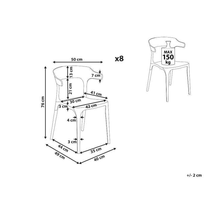 Set of 8 dining chairs GUBBIO Black [3]